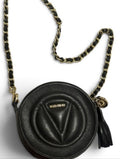 Valentino by Mario Valentino Quilted V Logo Round Crossbody with Gold Chain