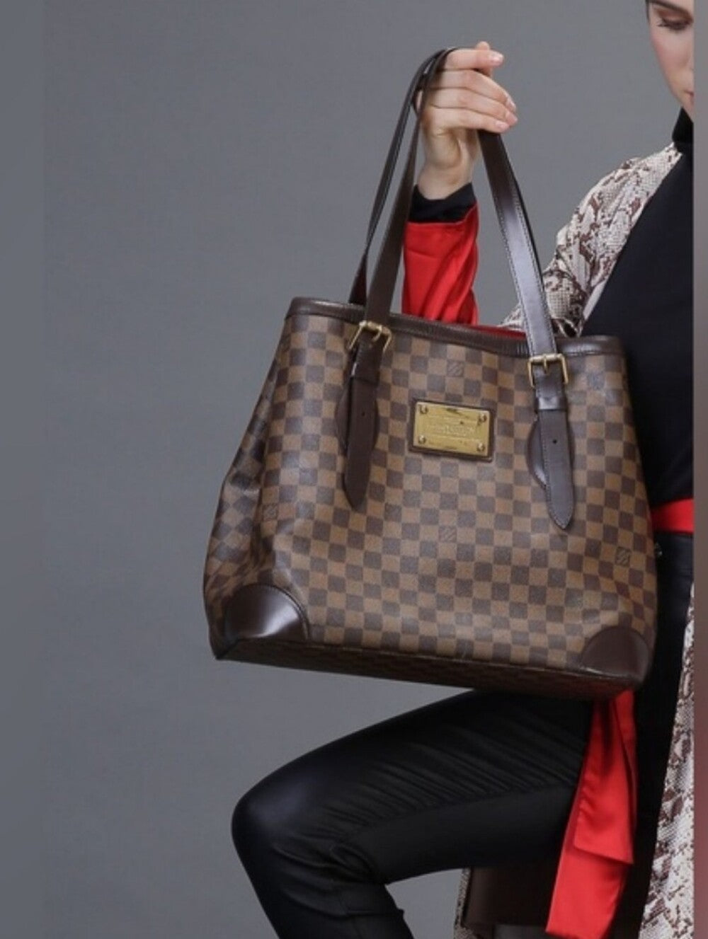 Louis Vuitton Classic Brown Checkered Tote Handbag